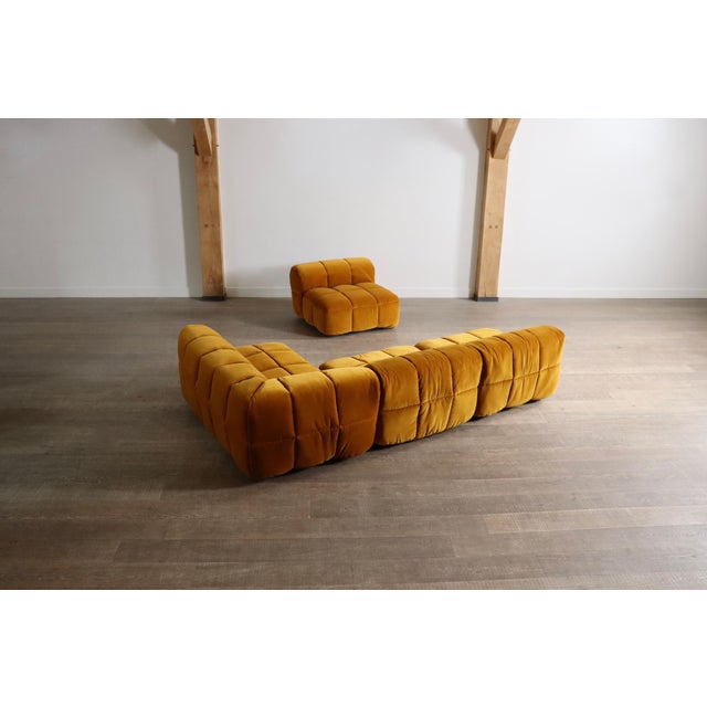 Strips Sofa in Velvet by Cini Boeri for Arflex, Italy, 1968, Set of 4 For Sale - Image 11 of 14