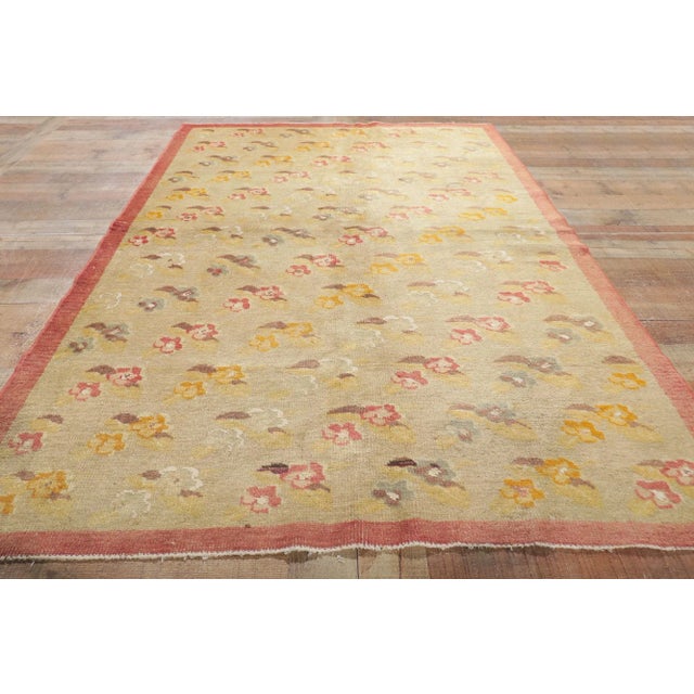Tan Vintage Turkish Oushak Rug - 04'07 X 07'04 For Sale - Image 8 of 9