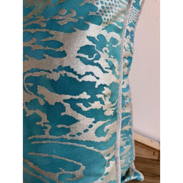 Ivory Pair of Fortuny-Style Patterned Pillows With Solid Silk Backs For Sale - Image 8 of 11