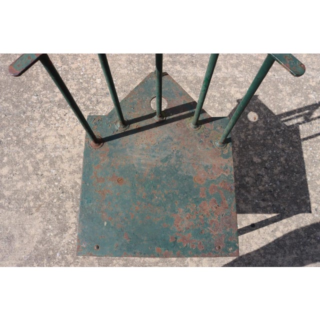 1980s Matched Pair of French Postmodern Green-Painted Metal "Windsor" Chairs For Sale - Image 11 of 11
