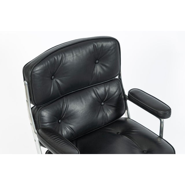 Eames Time Life Executive Lobby Chair Herman Miller Black Leather Office Chair For Sale - Image 10 of 15