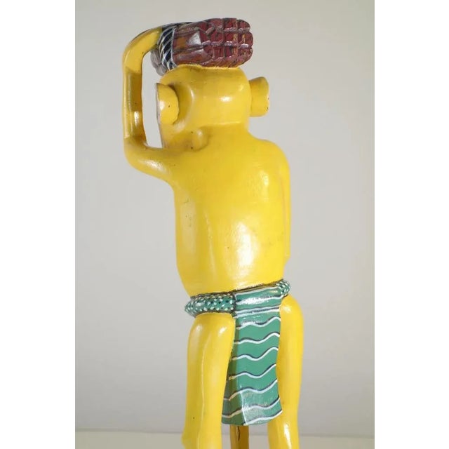 George Lilanga, Yellow Figure, 2000s, Wood & Enamel Paint For Sale - Image 4 of 12
