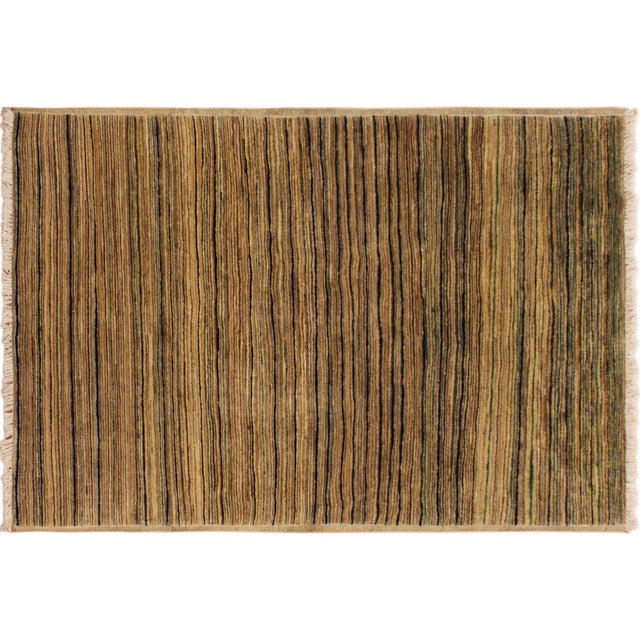 Modern Gabbeh Beige/Green Wool Rug - 2'9'' X 4'10'' For Sale - Image 9 of 10