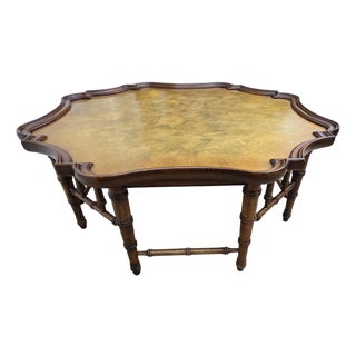Vintage Faux Bamboo Coffee Table Gold Leaf Italian Regency For Sale