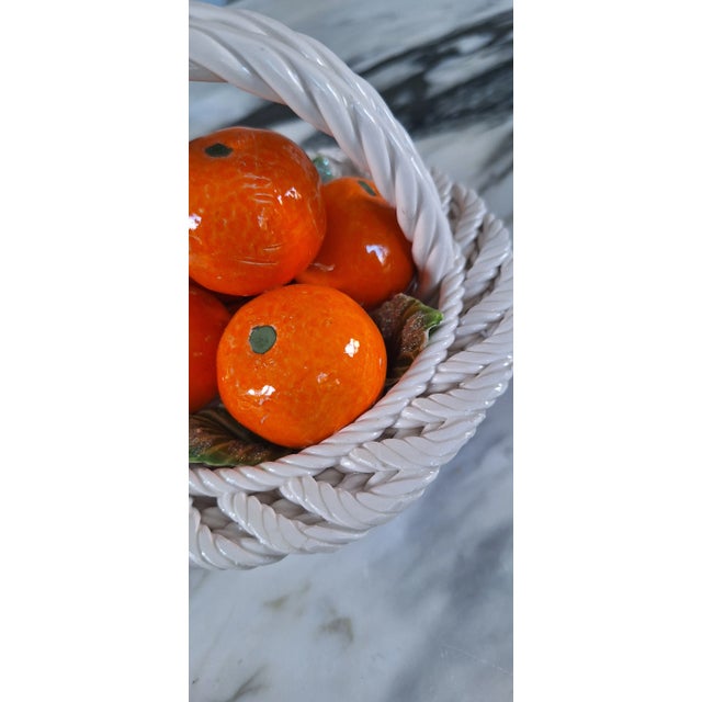 Vintage Ceramiche Lanzarin Italian Porcelain Trompe l'Oleil Basket of Citrus Fruit For Sale - Image 9 of 11