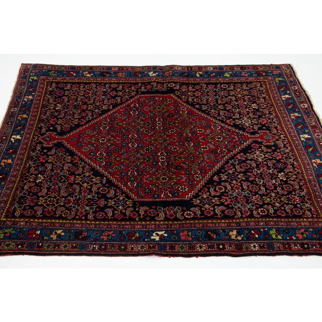 1900s Antique Red Persian Bidjar Wool Rug With Allover Design For Sale In New York - Image 6 of 9