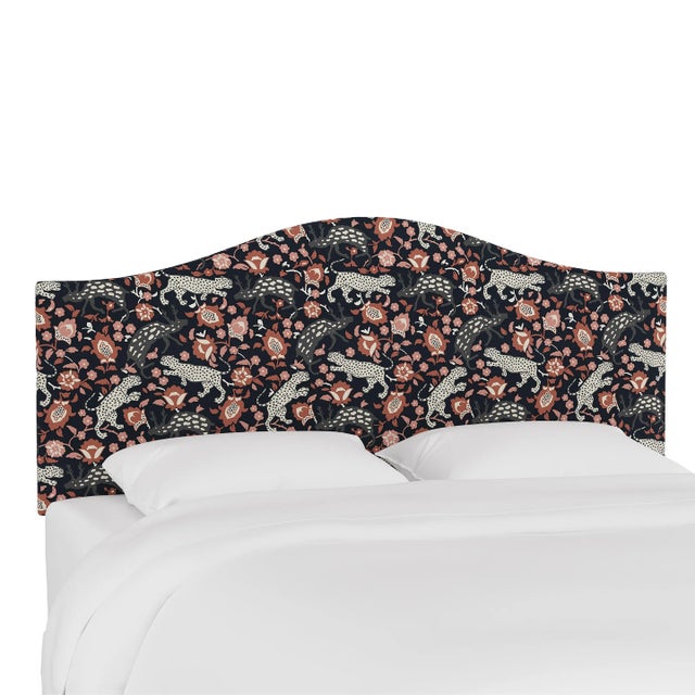 Kenmore Headboard in Coral Navy Leopard, California King For Sale