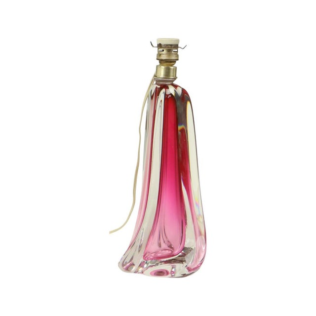 Purple Pink Swirl Crystal Table Lamp from Val Saint Lambert, 1960s For Sale - Image 12 of 15