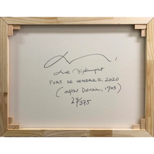 Textile 'Port De Vendres', a Large and Lyrical, Post-Impressionist View of This Picturesque Harbor on the Côte Vermeille in the South of France For Sale - Image 7 of 7