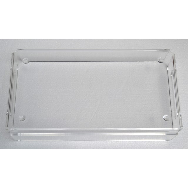 1980s Dorothy Thorpe Style Sculptural Rectangle Clear Lucite Serving Tray For Sale - Image 13 of 15
