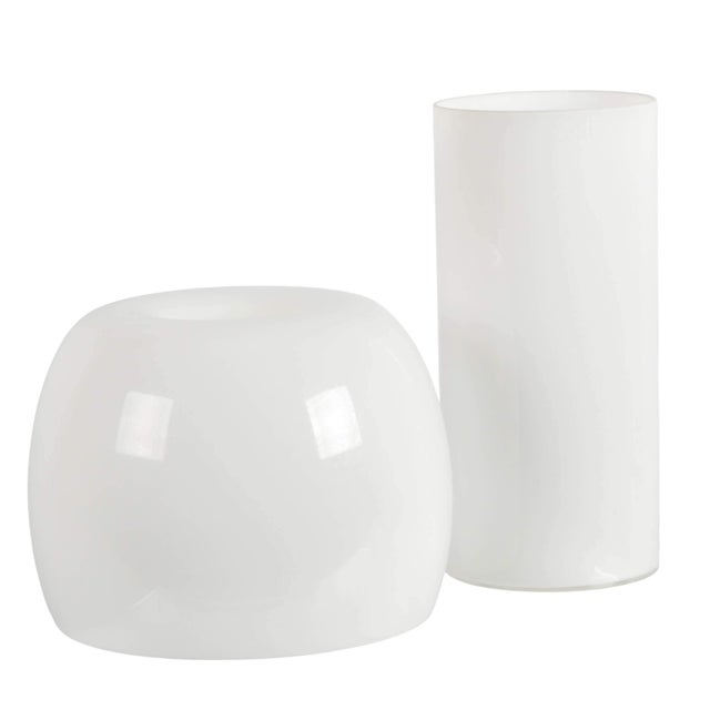 Modern Jurmo‑Style White Glass Mushroom Table Lamp With Sculptural Form For Sale - Image 4 of 4