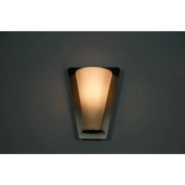 Metal and Opaline Glass Wall Lamp from Glashütte Limburg, 1960s For Sale - Image 4 of 9