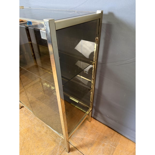 Brass and Smoked Glass Display Case, 1970s For Sale - Image 3 of 7