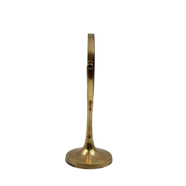 Gold Organic Modern Hammered Brass Table Mirror, France, 1960s For Sale - Image 8 of 11