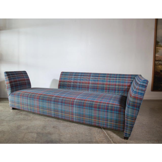 Joe d'Urso Island Sofa for Donghia Knoll Plaidtastic Fabric Tete-A-Tete Chaise For Sale - Image 6 of 11