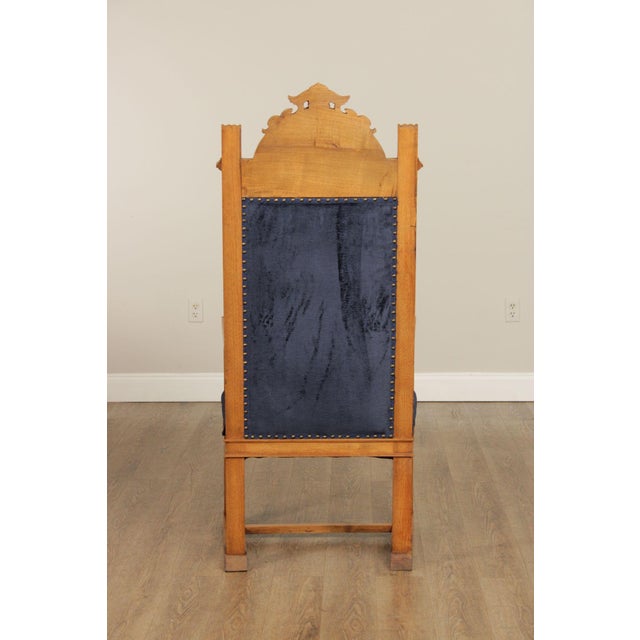 Antique Carved Walnut Renaissance Revival Style Throne Armchair For Sale - Image 15 of 18