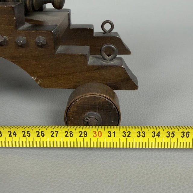Vintage Decorated Wood and Bronze Naval Cannon, 1940s For Sale - Image 10 of 13