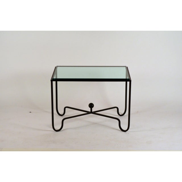 Entretoise' Matte Black and Thick Glass End Tables by Design Frères - a Pair For Sale - Image 9 of 10