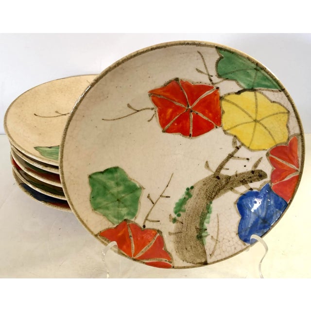 Vintage Japanese Pottery Plates, Set of 6 For Sale - Image 4 of 4