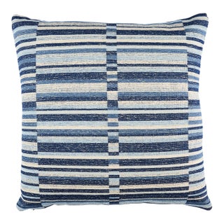 Schumacher Tierra Stripe 22" Pillow In Blue For Sale