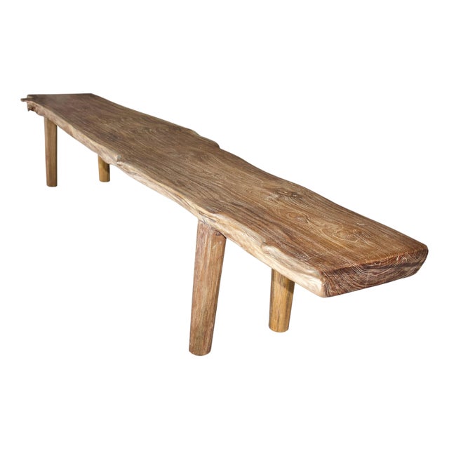 Andrianna Shamaris Live Edge Teak Wood Bench For Sale