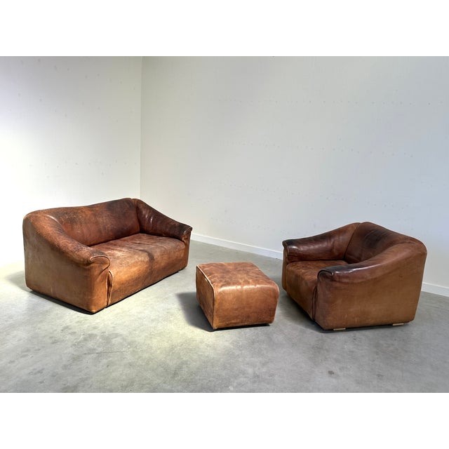 DS47 Sofa with Armchair and Stool in Leather from De Sede, 1970s, Set of 3 For Sale - Image 18 of 18