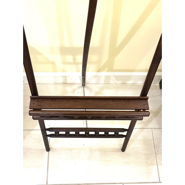 Burnt Umber Late 19th Century, Victorian, Walnut, Stick and Ball, Display Easel With Brass Chain For Sale - Image 8 of 9