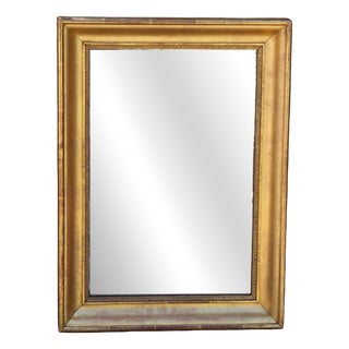 Antique Louis Philippe Rectangular Gilt Wood and Mercury Glass Mirror, 1830s For Sale