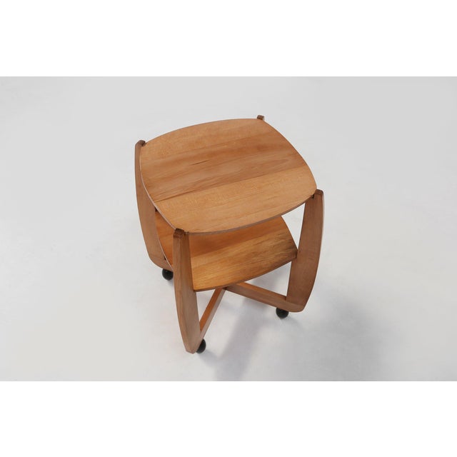 Amsterdam School Beech Wooden Side Table, the Netherlands, 1920s For Sale - Image 9 of 13