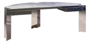 Leon Rosen for Pace Collection Mezzaluna Mid Century Chrome and Stone Desk