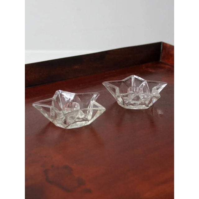 Vintage Cut Glass Star Shaped Candle Holders Pair For Sale - Image 10 of 11