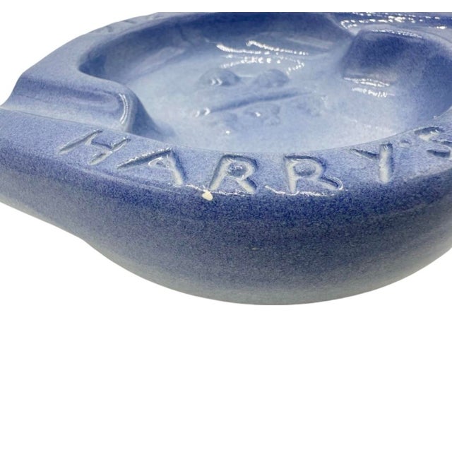 Vintage Harry's Bar Venezia Italy Ashtray Periwinkle Blue Ceramic Dish For Sale - Image 9 of 12