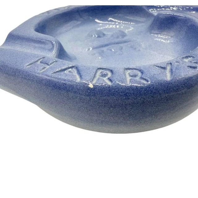 Vintage Harry's Bar Venice Italy Ashtray Periwinkle Blue Ceramic Dish For Sale - Image 9 of 12