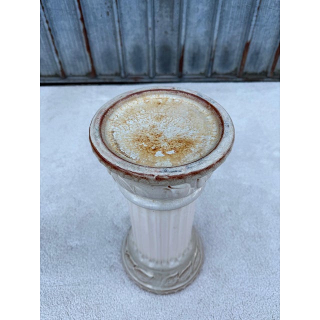 Cream Vintage Ceramic Flower Column with Leaf and Flower Relief, 1960s For Sale - Image 8 of 13