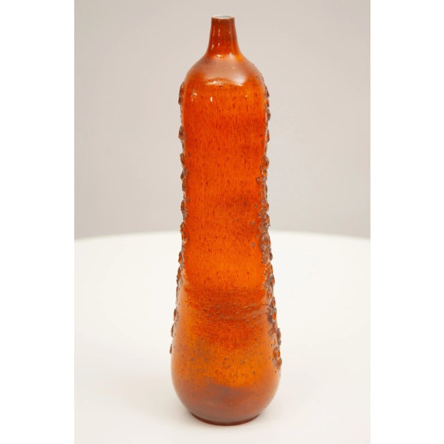 Selenium Orange Vase by Elisabeth Vandeweghe for Perignem, 1964 For Sale - Image 4 of 11