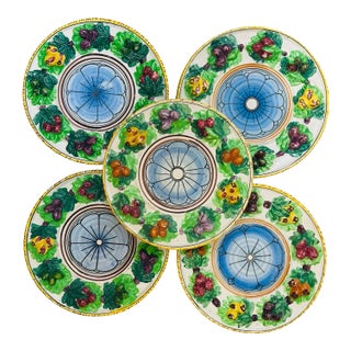 Colorful Italian Plates, Set of Five For Sale