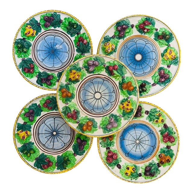 Colorful Italian Plates, Set of Five For Sale