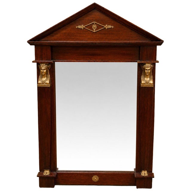 19th Century Empire Mirror with Triangular Pediment For Sale - Image 9 of 9