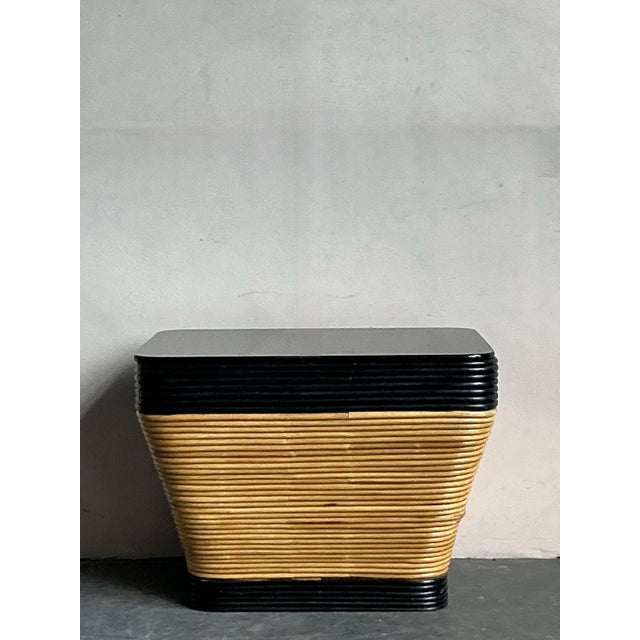 Vintage Boho Stacked Pencil Reed Side Table For Sale - Image 4 of 7