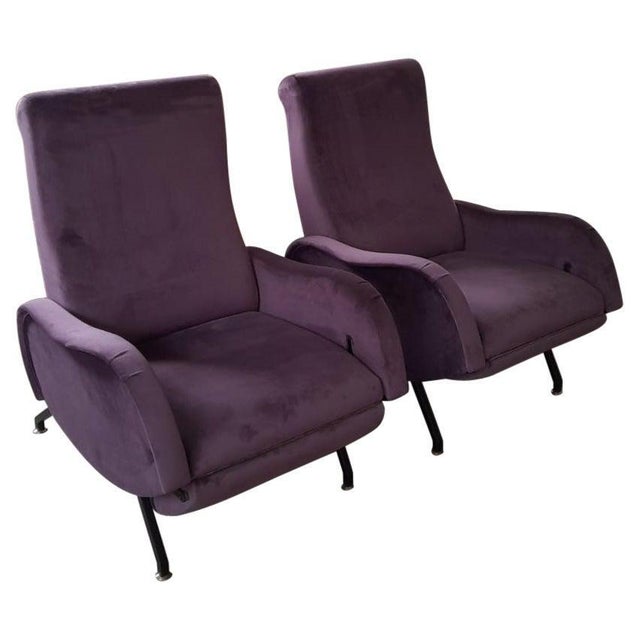 Reclining Chair in Purple Velvet, 1970s For Sale - Image 14 of 14