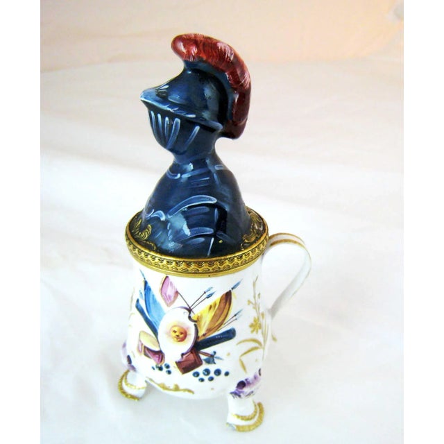 1770 Battersea Enamel Medieval Knight Mustard Pot For Sale - Image 11 of 11