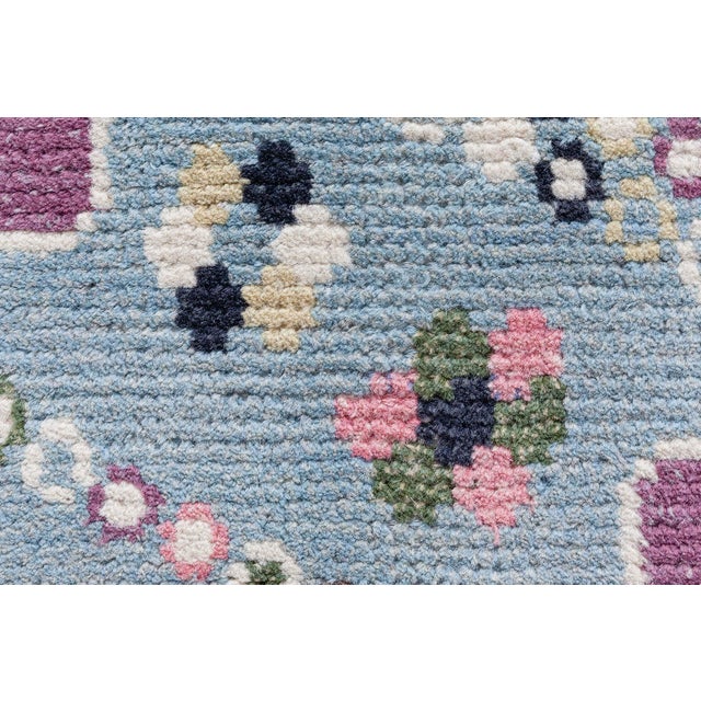 Mid-Century Modern Contemporary Swedish Hand-Knotted Pile Rug in Blue by Doris Leslie Blau For Sale - Image 3 of 8