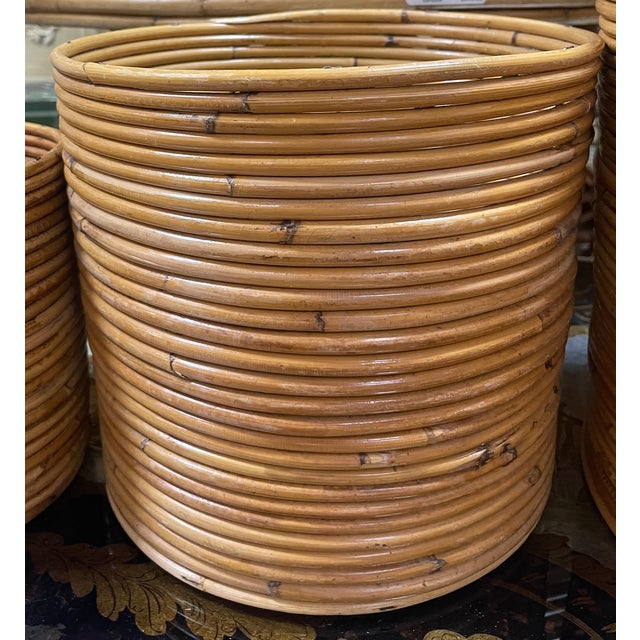 1970s Decorative Nestin Basket in Pencil Bamboo Italy, 1960s For Sale - Image 5 of 12