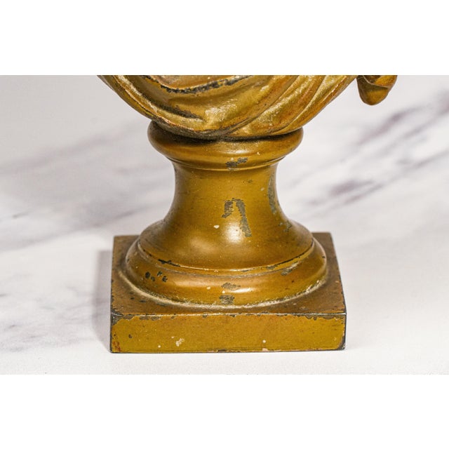 Green Cast Metal Painted Warrior Bust Antique Victorian Statue Sculpture Home Decor Grand Tour Style For Sale - Image 8 of 12