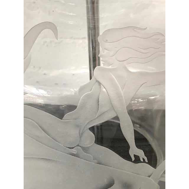 1960s Etched Glass Lamps - a Pair For Sale - Image 9 of 15
