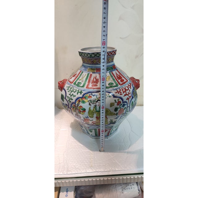Early 20th Century Chinese Ceramic Pot Yuan Dynasty Zhizheng Marked Blue and White Doucai Porcelain Jar Hand Painted Figures Story Pattern For Sale - Image 5 of 9