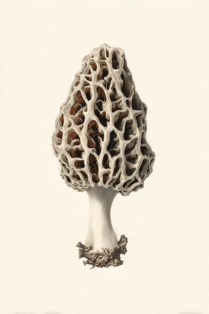 'Common Morel' (Morchella Esculenta) - Mushroom Botanical Print | Natural History | Fine Art Print