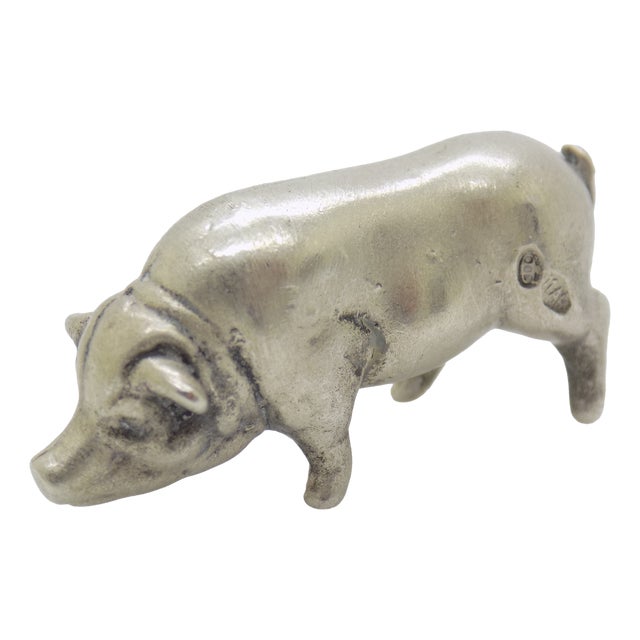 Vintage Italian Handmade Silver 800 Pig Figurine, Arezzo, 1970s For Sale