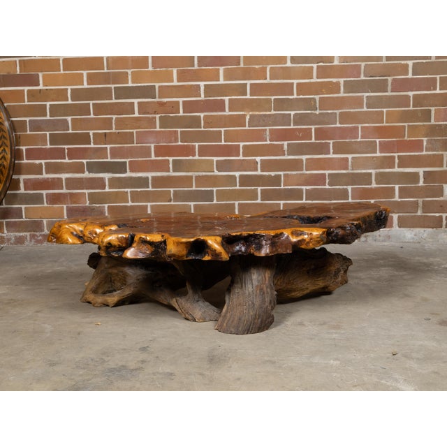 Wood Live Edge Redwood America Coffee Table with Rustic Character, Vintage For Sale - Image 7 of 12