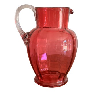 Antique Victorian Cranberry Glass Jug, 1860 For Sale